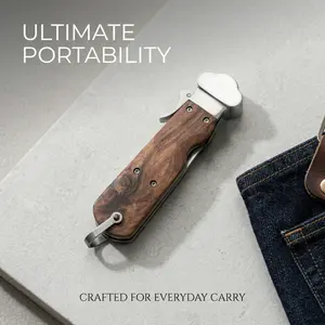 Premium Walnut Handle EDC Utility Tool - Stainless Steel Portable Pocket Tool, Perfect Gift for Men
