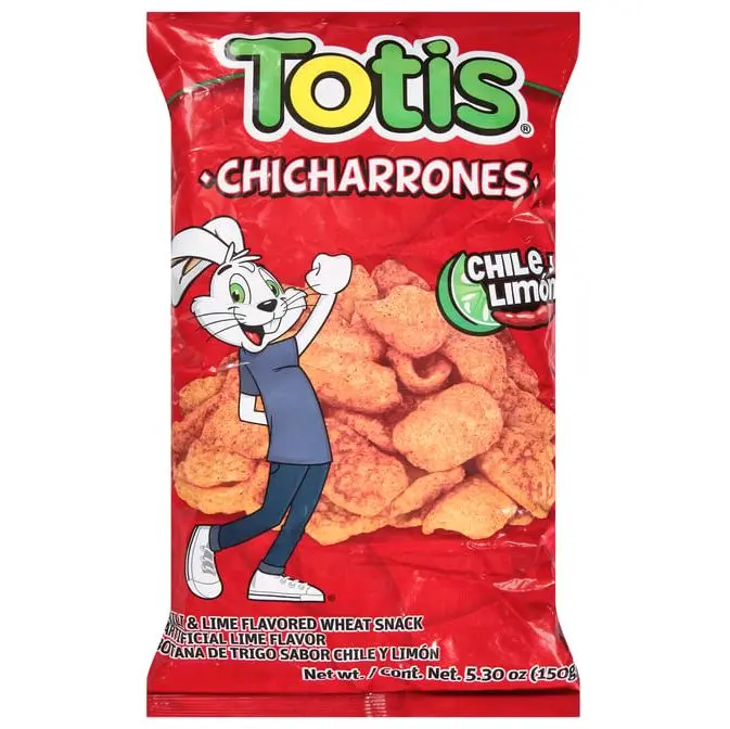 2 bags Totis Donitas CHICHARRONES chile y limon original 150gr from Guatemala. Snack