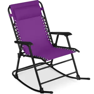Best Choice Products Folding Outdoor Zero Gravity Rocking Lounge Chair w/ Headrest Pillow
