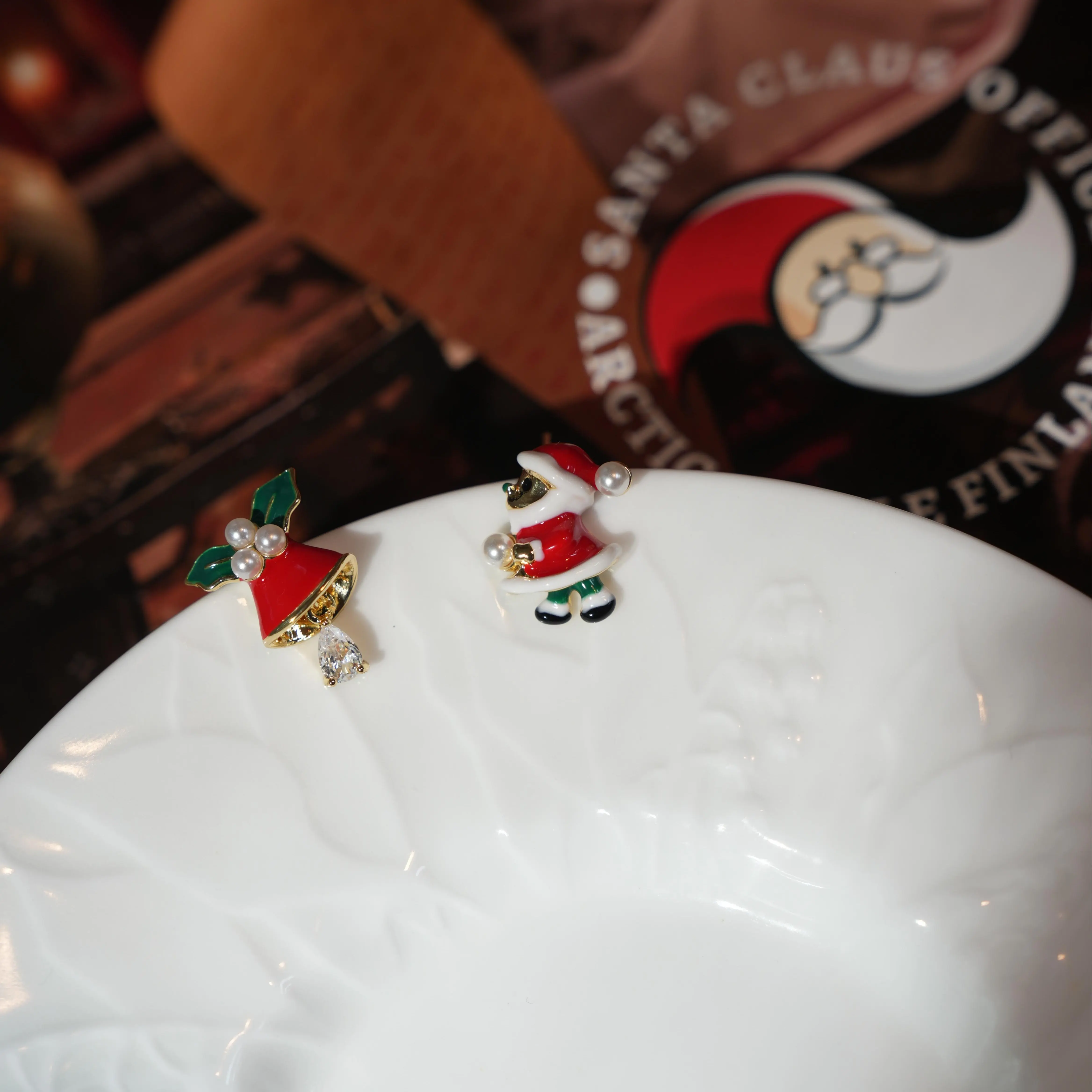 Santa Claus Office Christmas-themed Santa Claus and Bell Earrings for Festive Wear