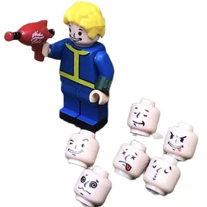 Fallout Vault Boy Micro Action Building Block Figure with 6 alternate facial expressions, Nuka Cola blaster and Pipboy accessories
