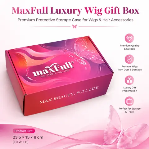 MaxFull Luxury Unisex Wig Gift Box - Premium Rectangular Protective Storage Case, Elegant Reusable Rectangular Box for Wigs and Hair Accessories