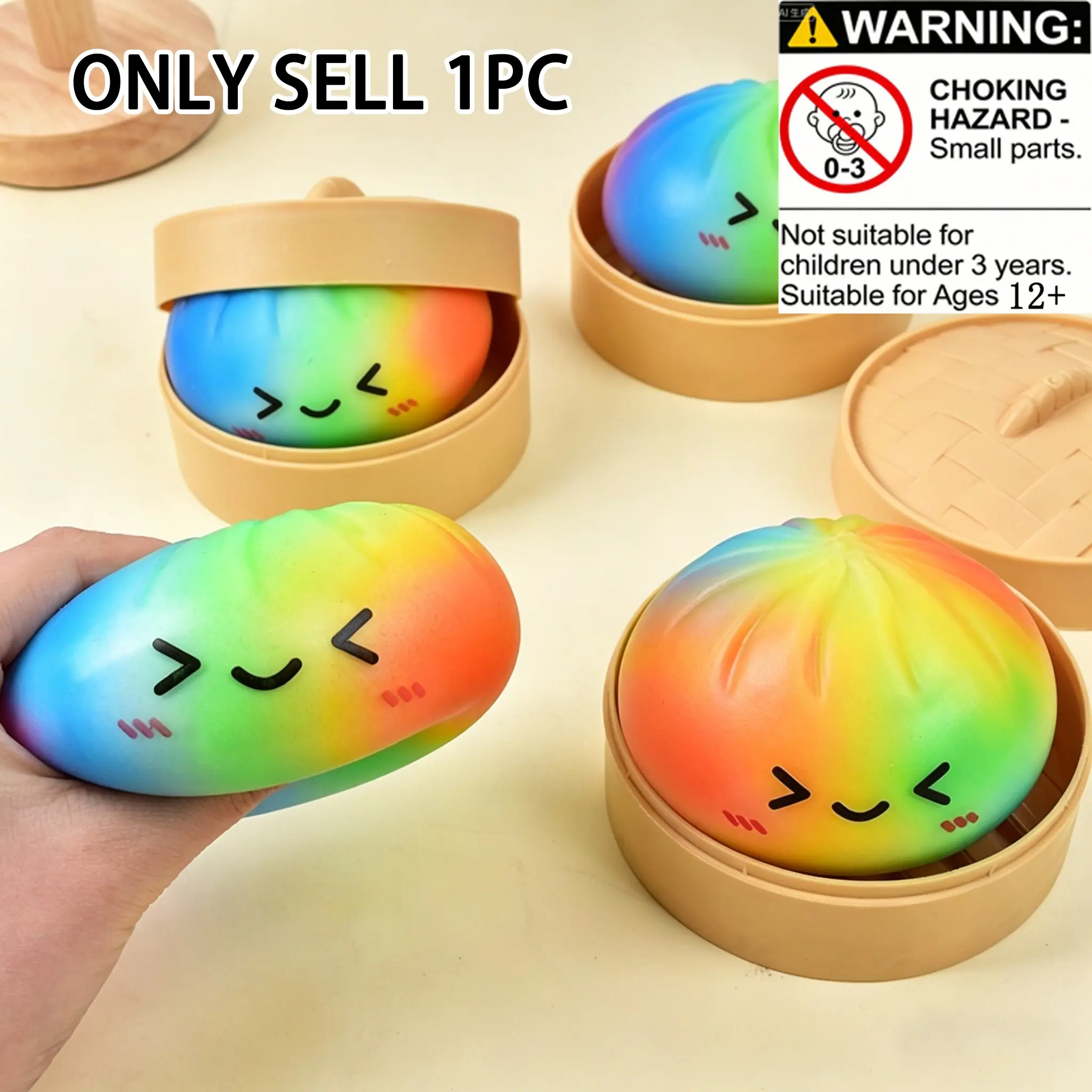1pc Unique Squeeze Toy, Decompression Squeeze, Dumpling Baozi Compression Toy with Steamer Box, Soft Slow-Return, Classroom Reward, Small Gift