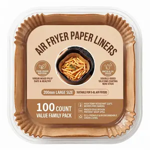 Air Fryer Liners Disposable, 100-500 PCS Unbleached Air Fryer Paper Liners, 8" Square Airfryer Liners for 5-8 QT Airfryer Basket, Non-stick & Oil-Proof Parchment Paper for Oven, Pan