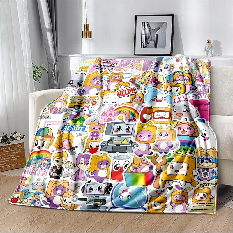 Happy Rocky And Foxy And Boxy Lankybox Soft Plush Blanket,Flannel