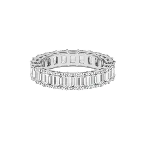 Earth Shine Jewels 925 Silver Eternity Wedding Ring With Emerald Diamond