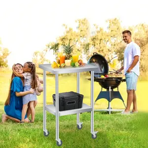 Grill Like a Pro! Stainless Steel Patio Prep Table – Rolling Outdoor Side Cart with Locking Wheels, Heavy Duty BBQ Station for Garden, Kitchen & Restaurant