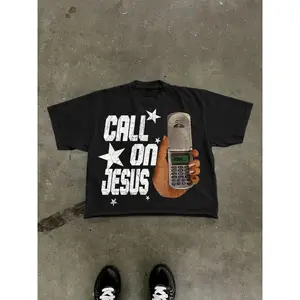 Men's Cotton T-Shirt, Short Sleeve, Phone & Star Print, Loose Fit, Casual Style, Summer Fashion, Outdoor Sports Streetwear.