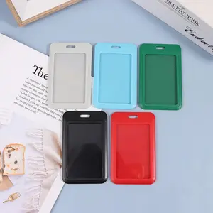 1Pc new Two-Sided Credit Card Cover Hard Plastic Badge Holders With Slot For Event Staff Tag ID Card Holder Pass Strap Office Stationery