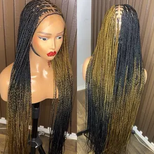 Color 27 Cross Braids 40 Inches Full Access Wig Black & Gold Braids Full Length Stylish Hair Accessory for Versatile Styling