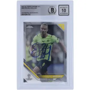 Erling Haaland Borussia Dortmund Autographed 2021-22 Topps Chrome UCL #200 BAS Authenticated 10 Card - Fanatics Authentic Certified