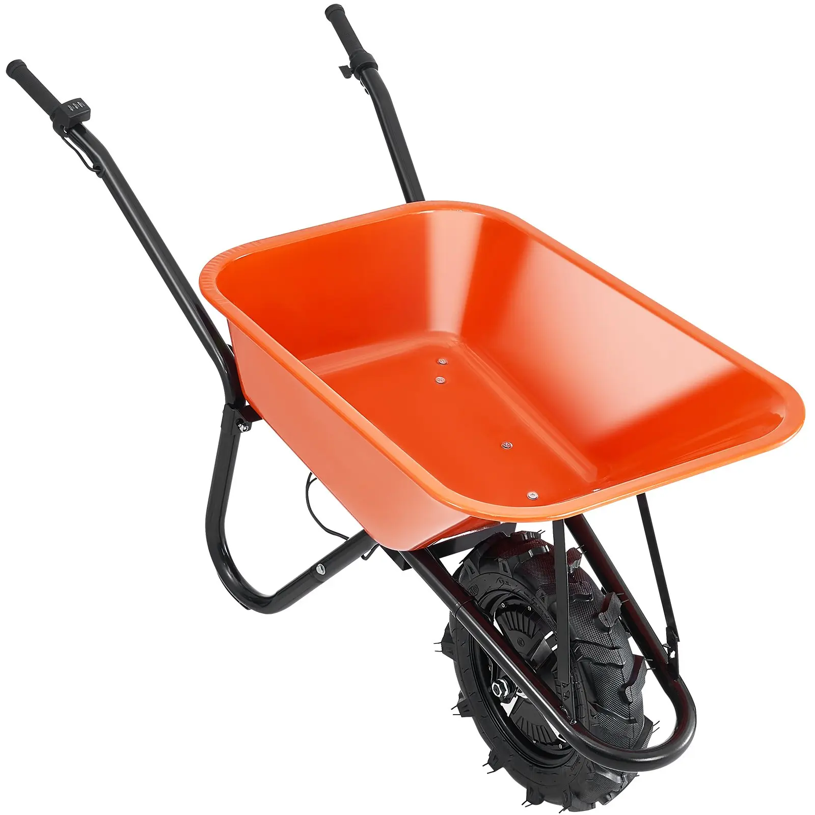 VEVOR 24V 500W Motor Electric Wheelbarrow Cart Full Kit, 150 kg/330 lbs Capacity, 4cuft Load, 16-in Track Wheels, Iron+Plastic Frame, Metal Handles for Lawn & Farm Transport, Steep Climb