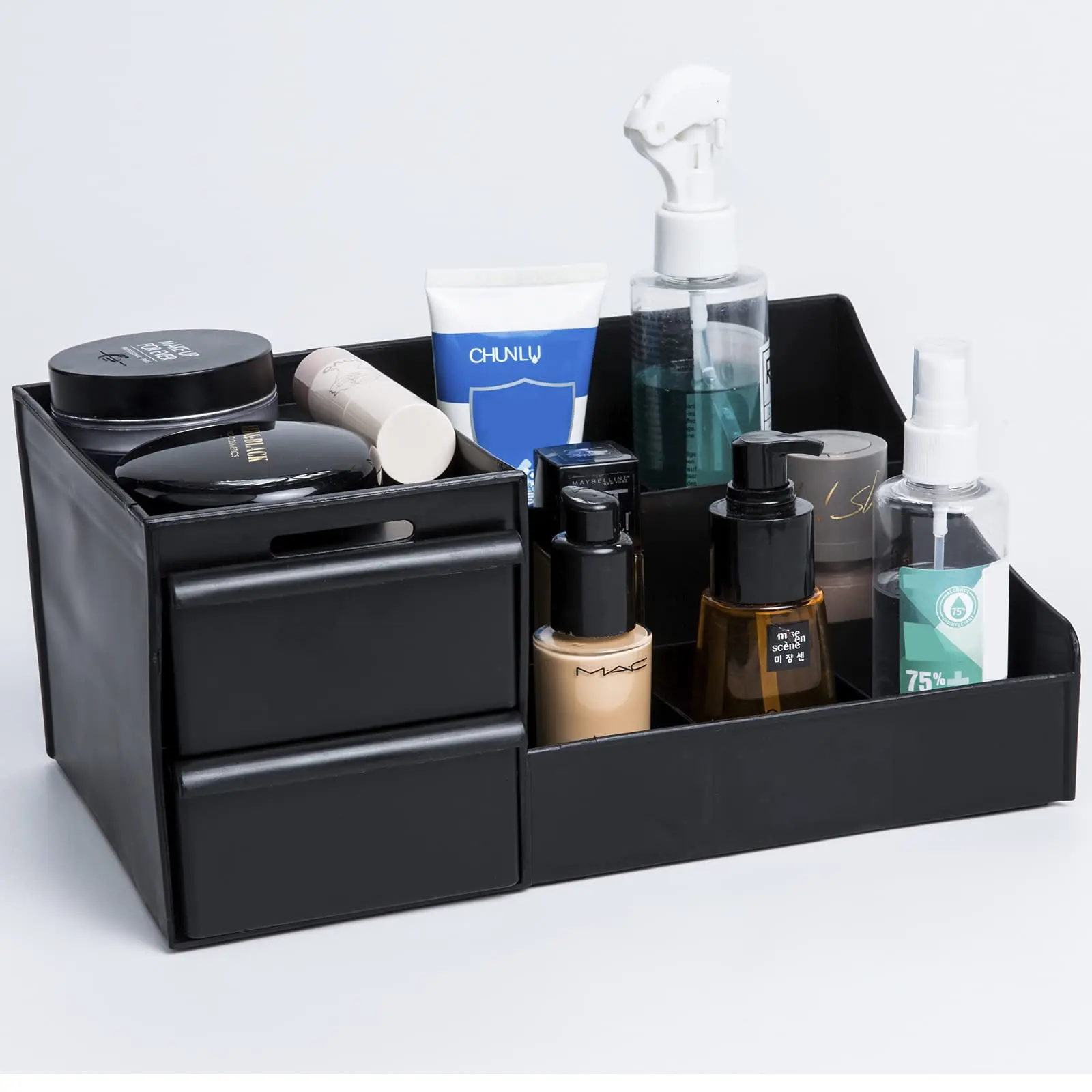 Men's perfume storage box, durable black plastic storage box, waterproof and dust-proof storage box, multi-functional cosmetics storage box,Good home storage items, as a storage gift for family and friends