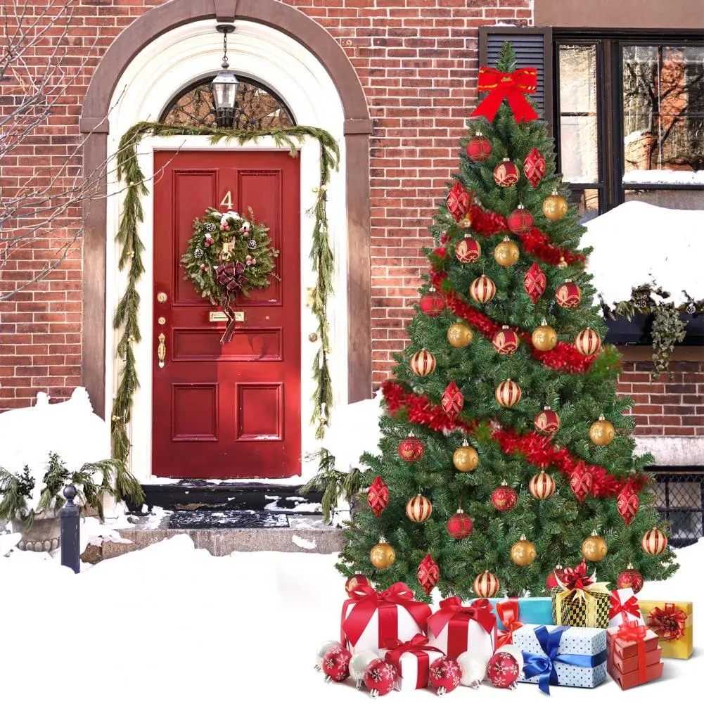 6FT Artificial Christmas Tree with Thick Branch Tips, Winter Party Decoration, Easy to Assemble, Iron Base, PVC Material, DIY Christmas Tree Decor, Fluffy Branches, Detachable Iron Feet, Perfect for Holiday Season