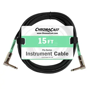 ChromaCast Pro Series Instrument Cable, Angle - Angle, Surf Green, 15 foot | USA Lifetime Guarantee