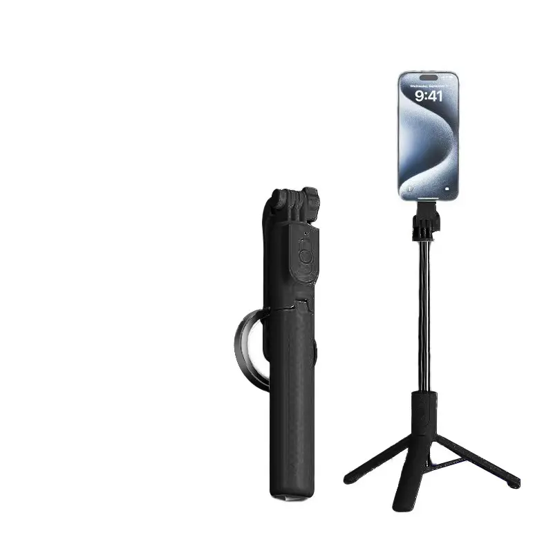 magnetic Selfie Stick with Light | Phone Tripod Stand with Detachable Bluetooth Remote Control, Portable Adjustable Mobile Holder for Video & Live Streaming