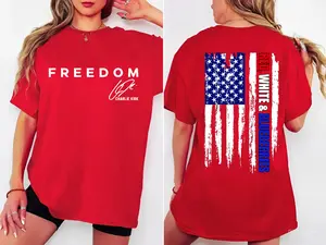 Wear Red Freedom 14th October Shirt, Red White & Blueberries 2 Sided T-shirt, In Memorial T-shirt, Tribute CJK Men Women Casual Cotton Tee, Graphic True American Patriot Top