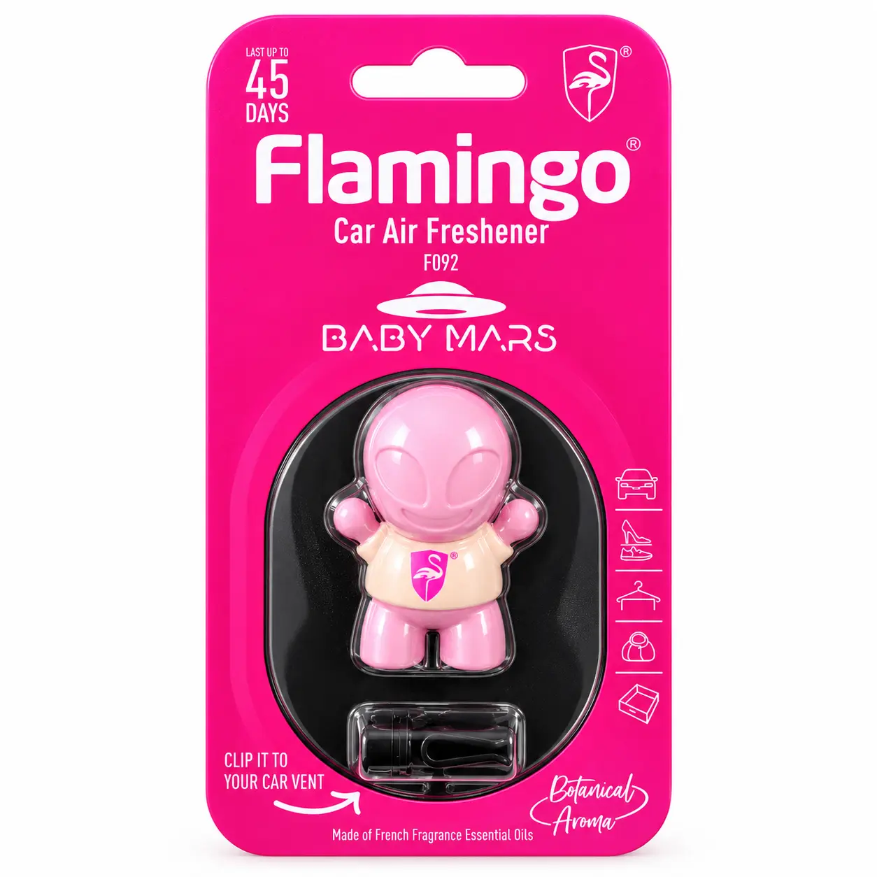 Flamingo Baby Mars Car Air Freshener - Black Opium Scent, Up to 45 Days Long-Lasting Car Interior Fragrance Accessory