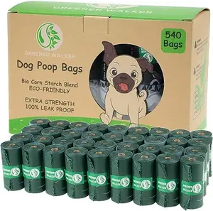 Greener Walker Dog Waste Bags - 540 Bags, Extra Thick 100% Leakproof Biodegradable Dog Waste Bags (Green)