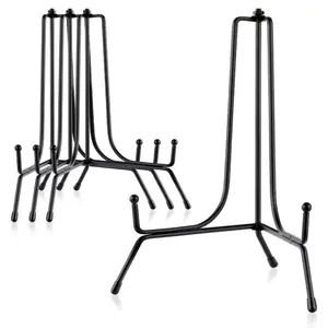4Pcs Iron Display Stand 8 Inches Plate Picture Photo Stand for Display, Black Foldable Easel Holder for Photo Frame, Artwork, Collection, Decorative Plate, Book, Office - Home Improvement.