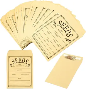 Seed Envelopes 100Pcs Seed Envelope Resealable Brown Paper Self Adhesive Sealing Seeds Saving Envelopes Storage Vegetable Flower Seeds 3.1x4.7 Inch