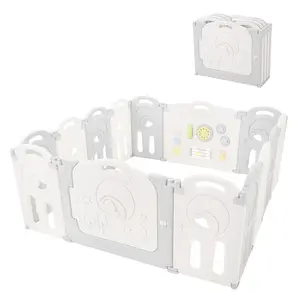 Fortella Cloud Castle Foldable Playpen, Baby Safety Play Yard with Whiteboard and Activity Wall, Indoors or Outdoors