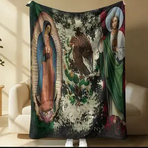 Our Lady Of Guadalupe Patterned Blanket, Lightweight Flannel Blanket, Everyday Holiday Birthday Gift For Kids And Adults, Soft, Warm And Lightweight Plush Blanket For Bed, Sofa, Car, Room Decoration, Throw Blanket, Soft Comfy Blanket