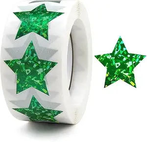 Star Stickers, 1" Self Adhesive Sparkly Star Stickers Reward Behavior Chart Labels for Kids Students Teachers Supplies (500pcs, Green)