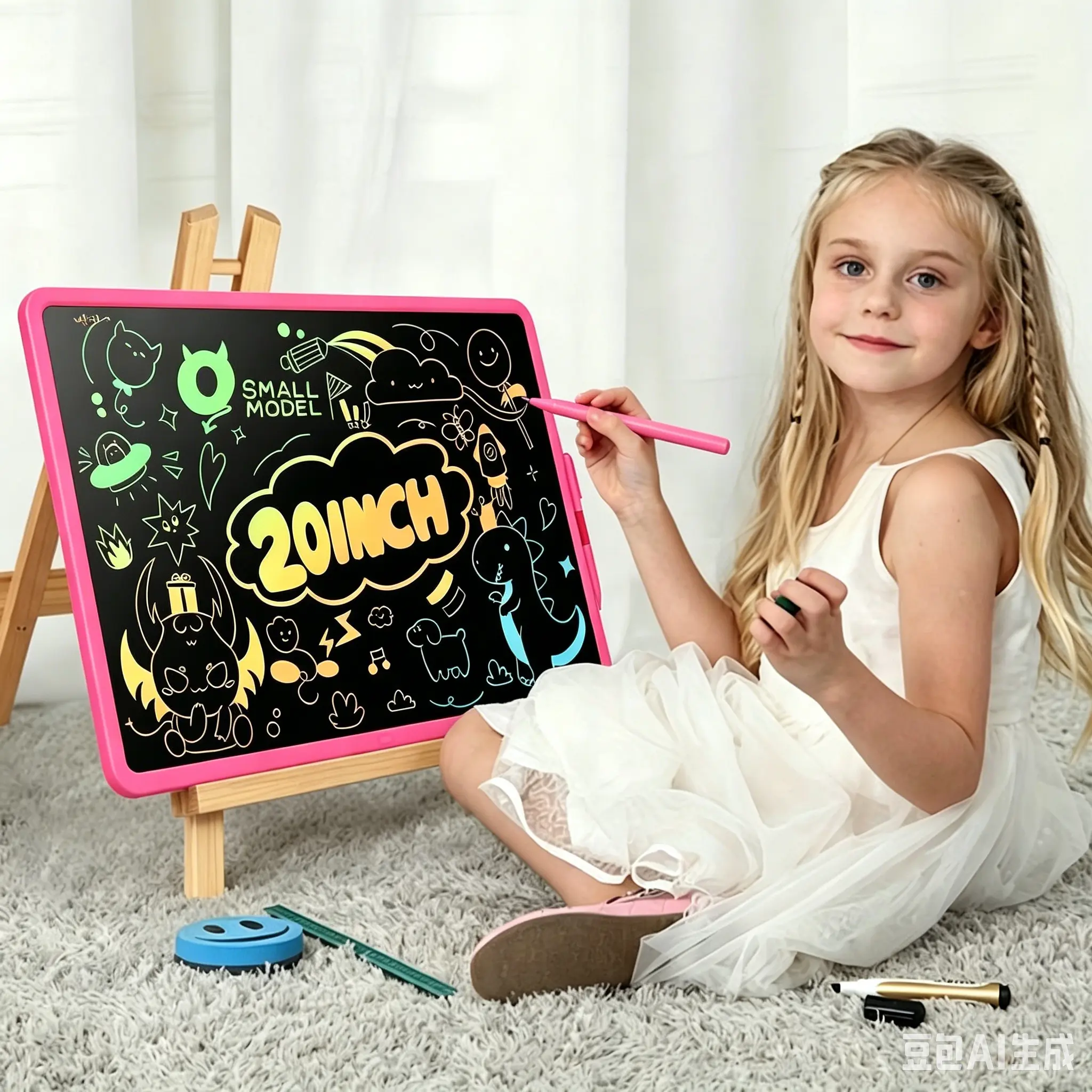 Screen-Free Creativity Board 20 Inch Rechargeable Drawing Pad Waterproof Anti-drop Doodle Board Learning Toy for 3-10 Year Old Boys Girls Birthday Gift