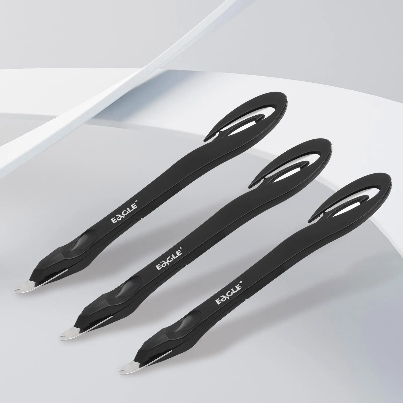 Portable Staples Remover, 3 Counts Staples Remover with Letter Opener, Push-style Staples Puller for Various Specifications of Staples, Office Stationery Supplies, Home Office