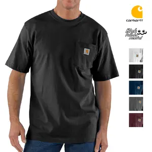 CARHARTT K87 Men's Loose Fit Heavyweight Short Sleeve Pocket T Shirt Casual Cotton Tee CARHARTT Plain Cotton Pocket Tee T Shirts Workwear Classic Hip Hop Harem Big Sizes (M to 3XL)