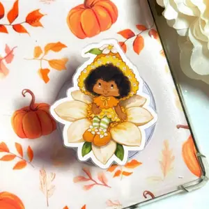 Cute Flower Fairy MagSafe Phone Grip, Magnetic Pop Socket, Whimsical Cottagecore Phone Holder, Sweet Spring Gift for Phone Kindle