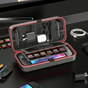 Hard EVA Carrying Case Compatible with Switch 2, Portable Shockproof Travel Storage Bag with Built-in Stand & Game Card Slots, Large Capacity Protective Organizer for Console and Accessories