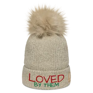 "Loved By Them" Pom-Pom Beanie - Soft Microfleece Lining, Faux-Fur Pom, Unisex Fit, Winter Gear for Cold-Weather Warriors