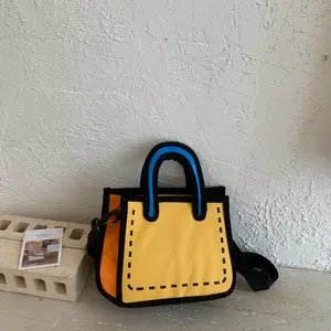 Mini canvas bag bag women 2026 new 3D comic niche messenger bag cartoon cute tote bag