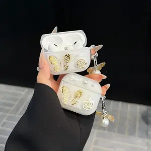 Fashion Butterfly & Flower Design Earphone Case (1 Count), Shockproof Earphone Protective Cover, Portable Design Compact Earphone Case for AirPods 2 3 4 Pro, Protection