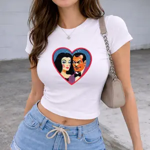 Retro Addams Family Graphic Baby Tee, Vintage 90s Y2k