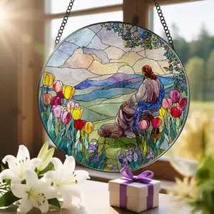 Nativity Scene Stained Glass Suncatcher Christian Stained Glass Window Hanging Christian Home Decor Christian Gift Religious Gift