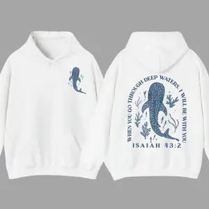 I Will Be With You Double Sided Christian Hoodie or T-shirt, Whale Shark Hoodie, Retro Jesus Hoodie,  Women's Faith Apparel