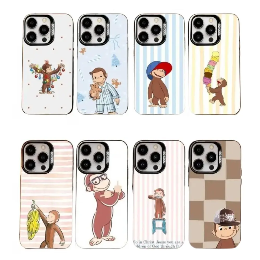 Curious George Monkey Cute Funny Phone Cases For iPhone 17 16 15 14 13 12 11 Promax Pro Air Plus Black Candy Shockproof Cover Protection Gifts For Christmas Halloween Birthday