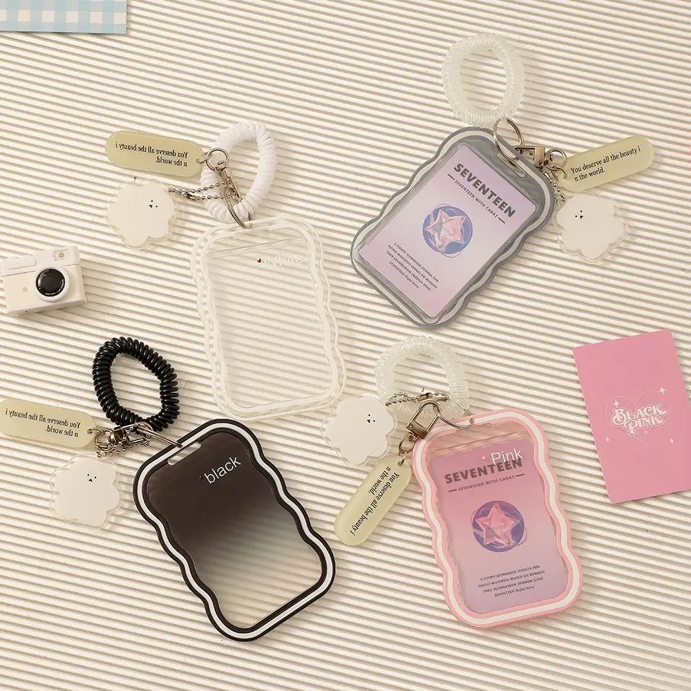 Clear Card Holder with Keychain, 1 Count Simple Style Card Protector, Identification Badges & Supplies for Students & Office Workers