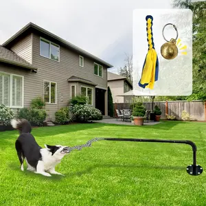 Tether Tug Outdoor  , Interactive Exercise  in Yard, Tether Tug with 2 Rope  and Bell for Large Medium Small , Pull Chase and Tug of War
