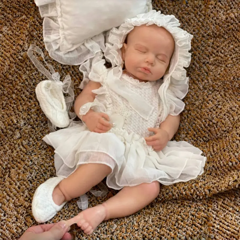 18 Inch Loulou Full Body Silicone Girl Doll With Hand Painted Skin Delicate Princess Dress Soft Touch Feelings Washable Lifelike Reborn Doll Perfect Gifts For Girl