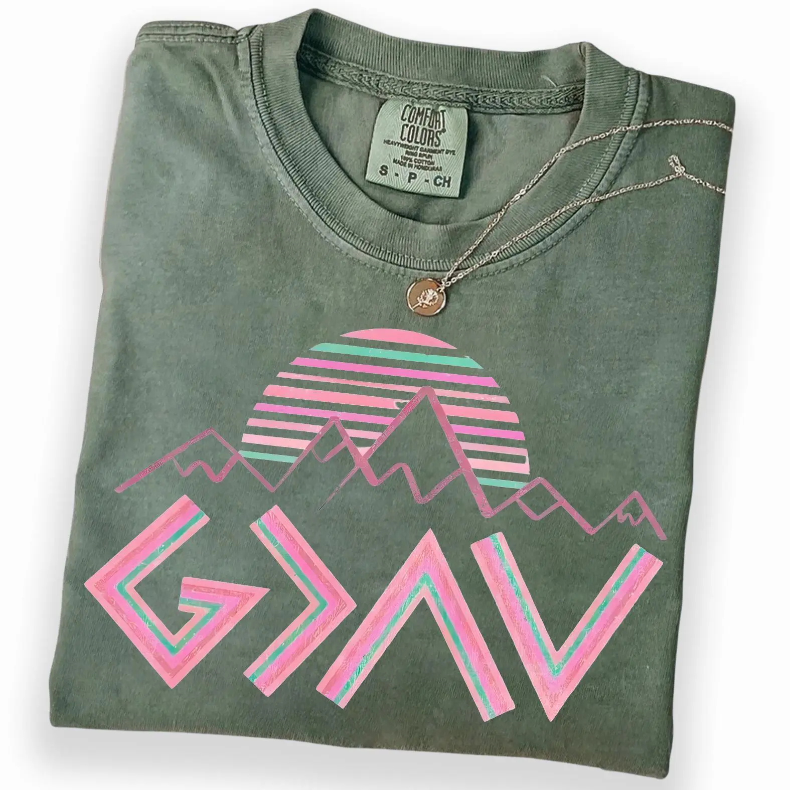 Comfort Colors God Is Greater Than The Highs and Lows Shirt, Christian Faith Shirt, Retro Mountain Sunset Graphic Tee, Gift for Christians
