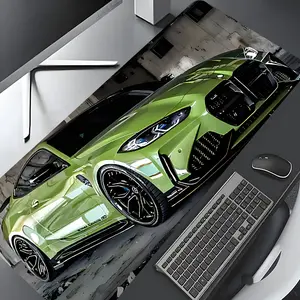 Neon Green Luxury Supercar Design Large Gaming Mouse Pad,Aesthetic Desktop Drotection Pad,Washable Rubber Pad Non-Slip Lock Edge Multi-Size Mouse Pad Suitable For Home Office,Good Gift for Family and Friends, Non Slip Mousepad