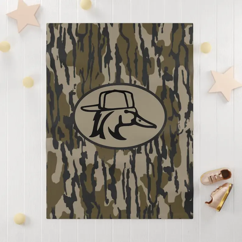 Bottomland Camo "Redneck Duck" Velveteen Plush Blanket for Sofa Farmhouse Decor Lightweight Throw for Couch Bed All Seasons
