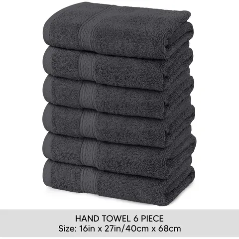 Utopia Towels 6-Pack 100% Ring Spun Cotton Hand Towels (16x28in, 600 GSM) - Ultra Soft, Absorbent Drying, Compact, Durable, Hotel Ready, Machine Washable, All Seasons Home Decor for Bathroom, Gym, Spa