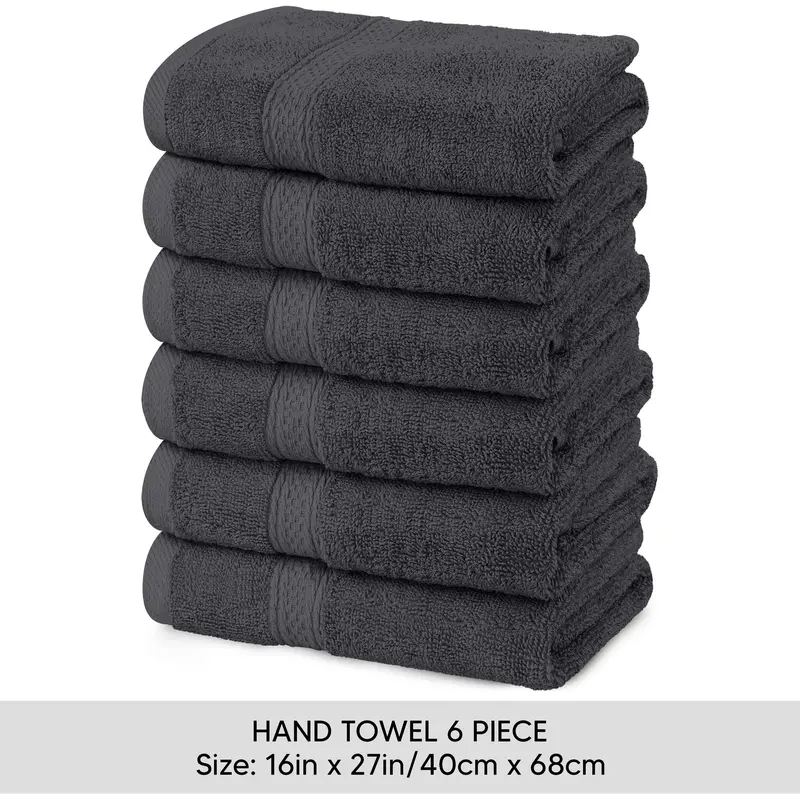 Utopia Towels 6-Pack 100% Ring Spun Cotton Hand Towels (16x28in, 600 GSM) - Ultra Soft, Absorbent Drying, Compact, Durable, Hotel Ready, Machine Washable, All Seasons Home Decor for Bathroom, Gym, Spa