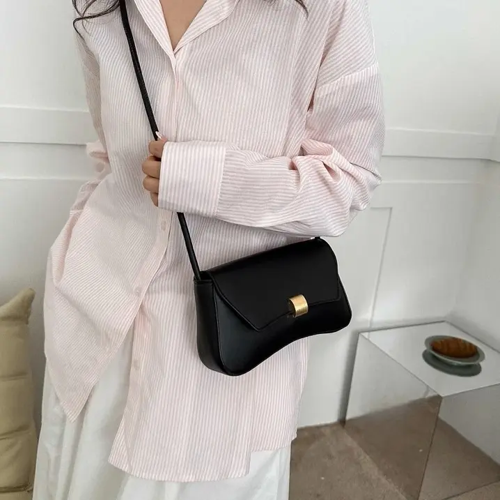 Minimalist  Flap Shoulder Bag, Knot Strap &  Accent Purse