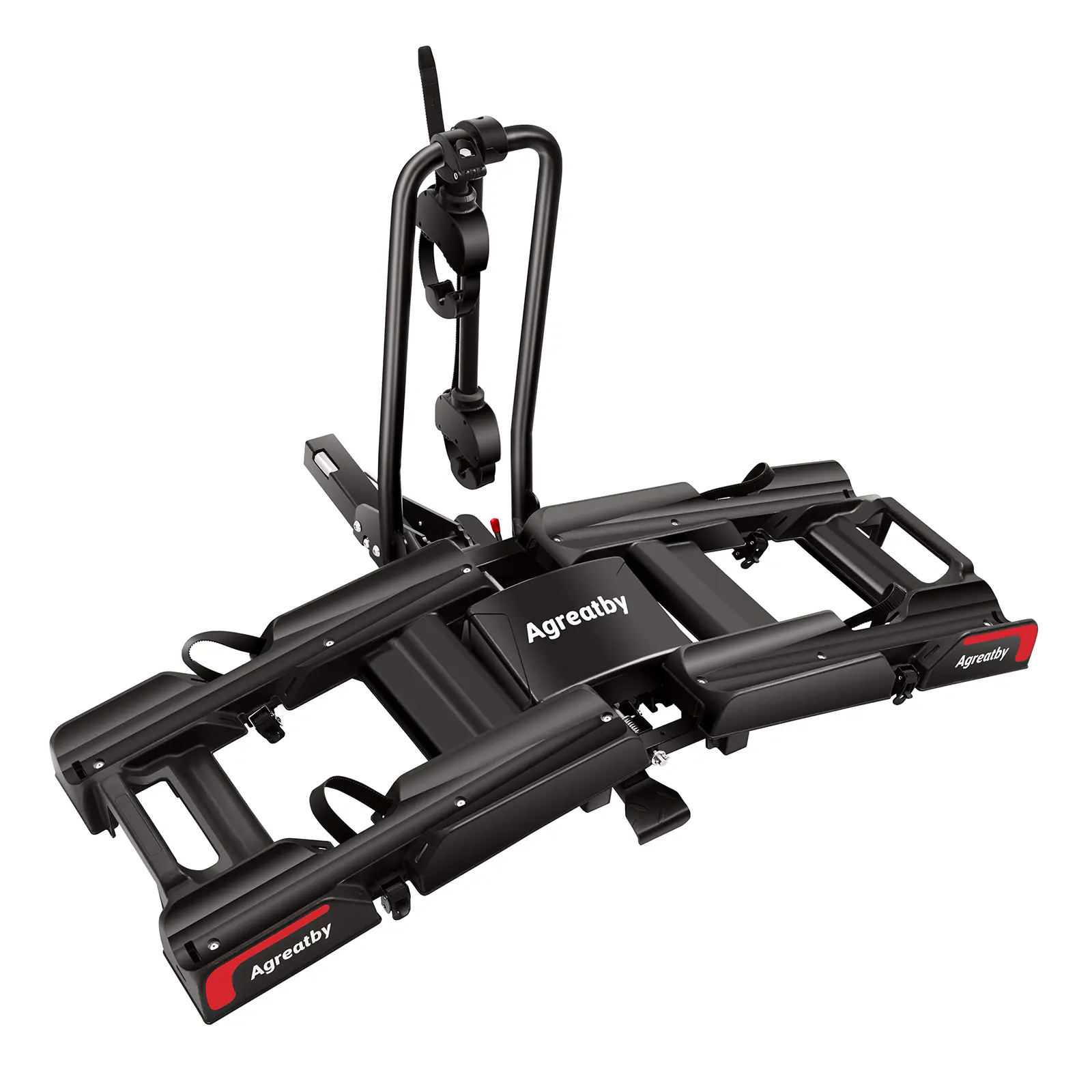 Agreatby 2-Bike Hitch Bicycle Stand Rack with Ramp - Fat Tire, Carbon Bike Compatible, XXL Wheel Straps, Lockable, Foldable, Tiltable - Fits 2" Receivers on Cars, SUVs, Trucks - No Installation Needed, Ebike Accessory,father'sdaygifts,campingessentials,ca